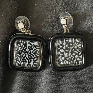 Nordstrom Anthology Black White Square Drop Earrings NWOT